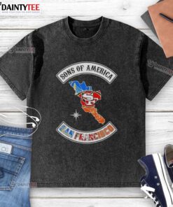 Hot Son of America San Francisco Map Sports Logos Combine Washed T-Shirt showcasing vibrant graphics and a stylish design.