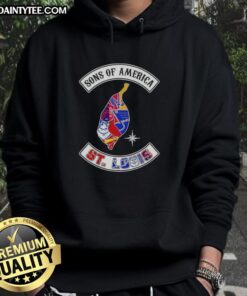 Hot Son of America St. Louis Map Sports Logos Combine Hoodie showcasing vibrant city map and team logos in stylish design.