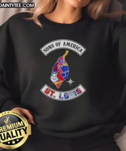 Hot Son of America St. Louis Map Sports Logos Combine Sweatshirt showcasing vibrant designs and local team spirit.