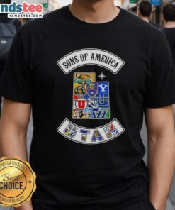 Hot Son Of America Utah Map Sports Logos Combine T-Shirt design featuring vibrant graphics and bold colors.