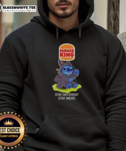 Hot Stitch Cosplay Toothless X Burger King Stay Different Stay Weird Hoodie featuring vibrant design and unique style.