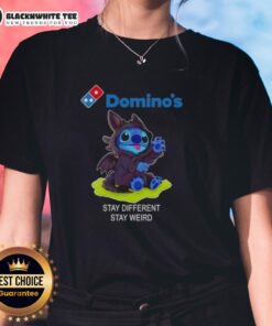 Hot Stitch Cosplay Toothless X Domino's Stay Different Stay Weird Ladies Tee featuring vibrant design and unique graphics.