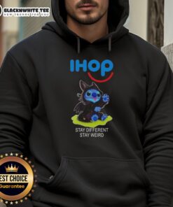 Hot Stitch Cosplay Toothless X IHOP Stay Different Stay Weird Hoodie featuring vibrant colors and unique design.