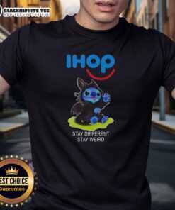 Hot Stitch Cosplay Toothless X IHOP t-shirt design featuring 'Stay Different Stay Weird' slogan, perfect for fans.