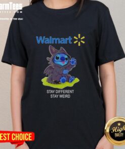 Hot Stitch Cosplay Toothless X Walmart Stay Different Stay Weird Ladies Tee featuring a vibrant dragon graphic design.