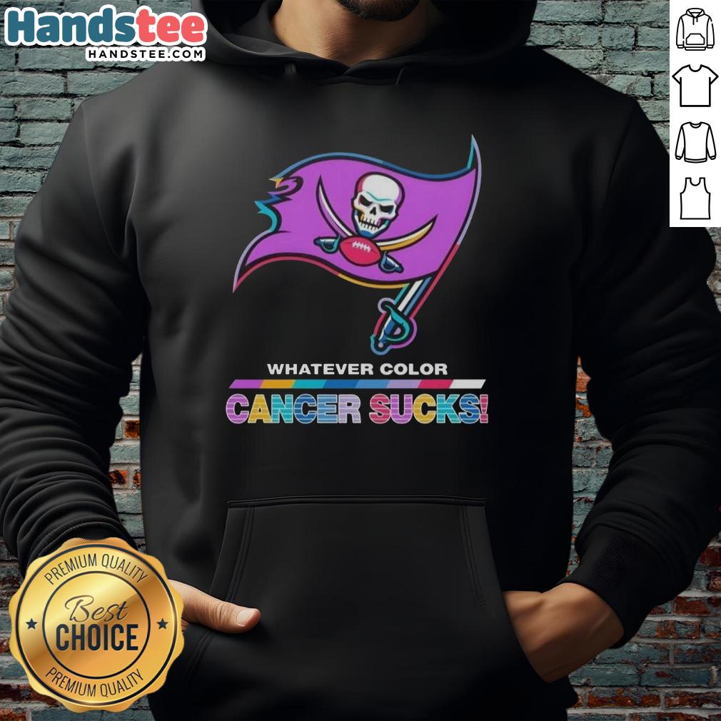 hot-tampa-bay-buccaneers-football-whatever-color-cancer-sucks-logo-colors-hoodie Hot Tampa Bay Buccaneers hoodie featuring bold 'Cancer Sucks' logo in team colors, perfect for fans supporting a cause.