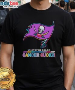 Hot Tampa Bay Buccaneers Football 'Cancer Sucks' T-Shirt in vibrant colors, perfect for fans supporting cancer awareness.