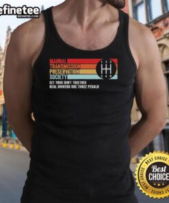 Hot-The-Manual-Transmission-Preservation-Society tank top featuring a vintage car design, perfect for car enthusiasts.