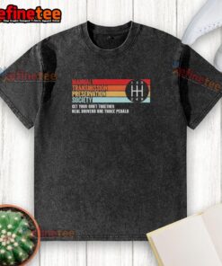 Alt Text: Hot The Manual Transmission Preservation Society washed t-shirt featuring a vintage design and classic car graphics.