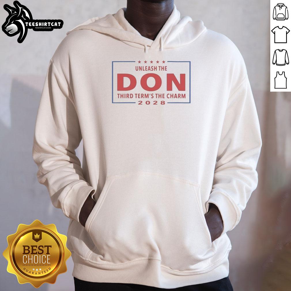 hot-unleash-the-don-third-terms-the-charm-2028-hoodie Hot Unleash The Don Third Terms The Charm 2028 Hoodie in black, featuring bold graphic design and modern fit.