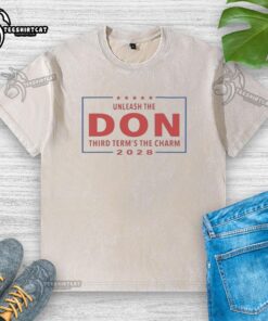 Alt Text: 2028 Hot Unleash The Don Third Terms Charm Washed T-Shirt featuring a stylish graphic design.