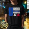 Hot Unmasked Unmuzzled Unvaccinated Unafraid America Flag T-Shirt featuring bold patriotic design and vibrant colors.