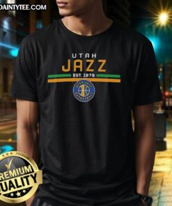 Hot Utah Jazz Est 1979 Logo T-Shirt featuring bold team colors and iconic logo for passionate basketball fans.