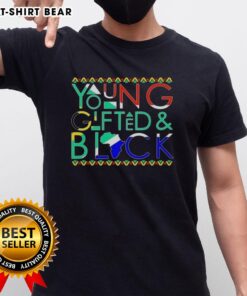 Alt Text: Hot Young Gifted And Black Africa Map T-Shirt featuring a vibrant design showcasing Africa's map in bold colors.