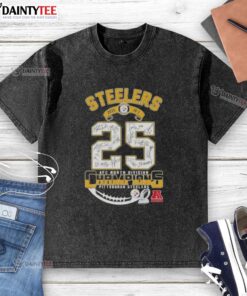 2025 AFC North Division Champions Pittsburgh Steelers All Signatures Washed T-Shirt showcasing team pride and player autographs.