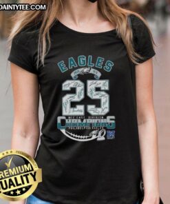 Philadelphia Eagles NFC East Division Champions 2025 Ladies Tee with all signatures, celebrating team pride.