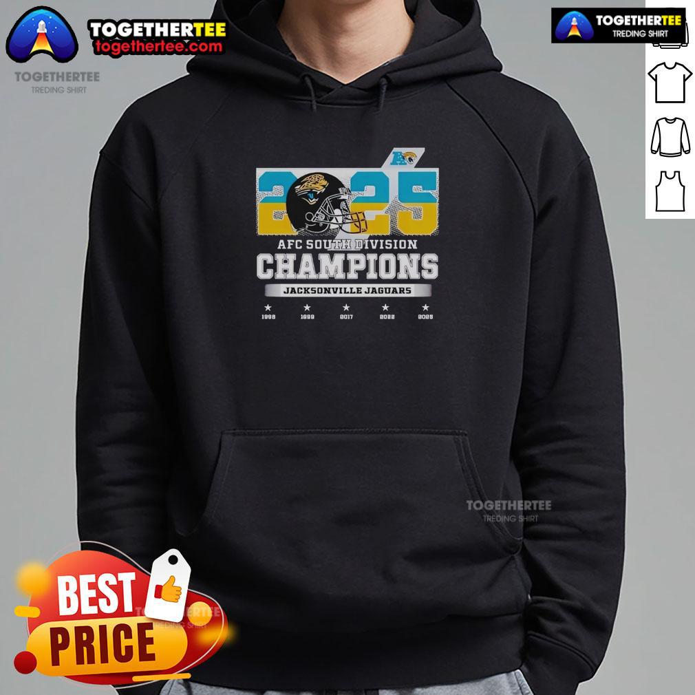 Nice 2025 Afc South Division Champions Jacksonville Jaguars Hoodie Jacksonville Jaguars hoodie celebrating the Nice 2025 AFC South Division Champions title, featuring team colors and logo.
