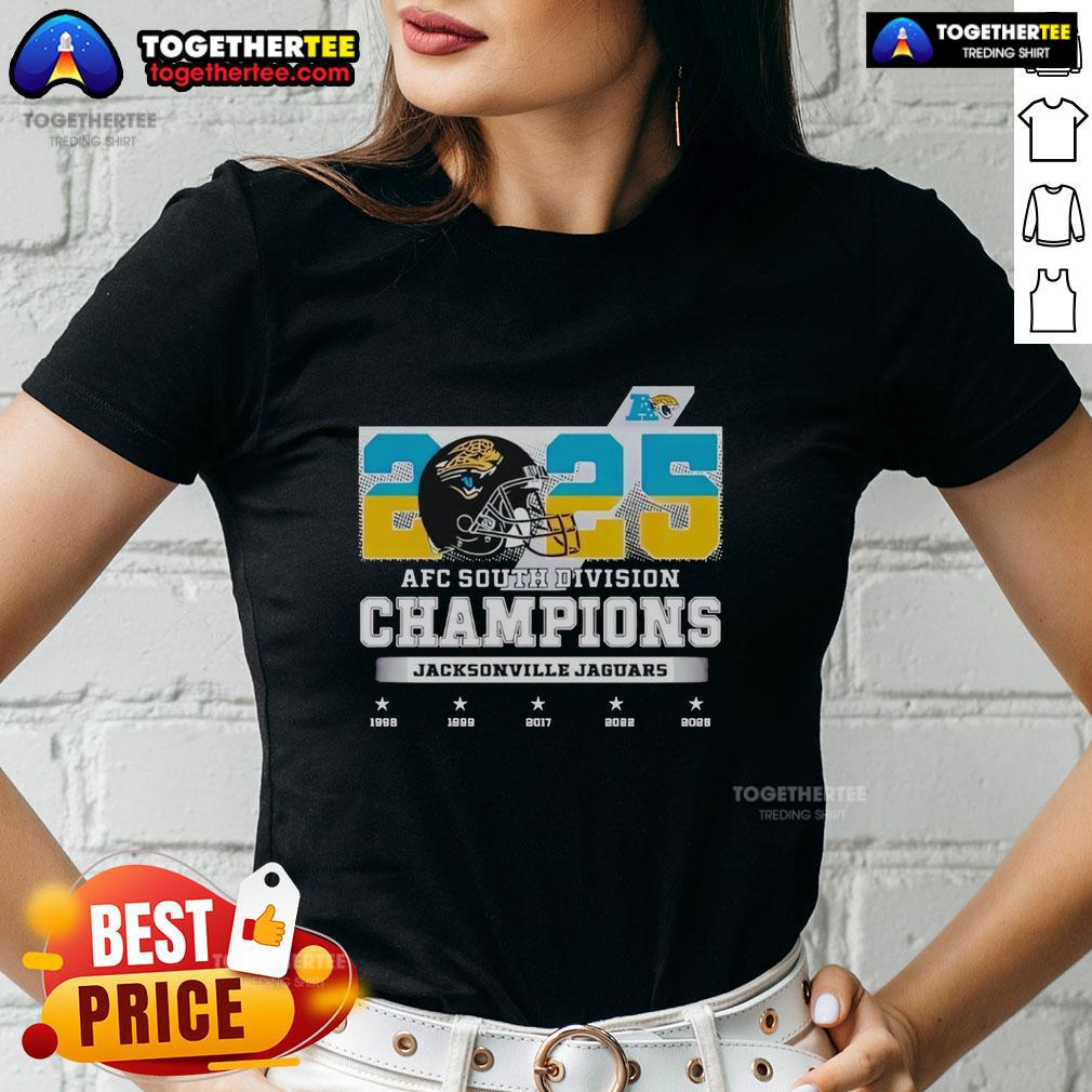 Nice 2025 Afc South Division Champions Jacksonville Jaguars Ladies Tee Alt Text: 2025 AFC South Division Champions Jacksonville Jaguars ladies tee showcasing team pride and stylish design.