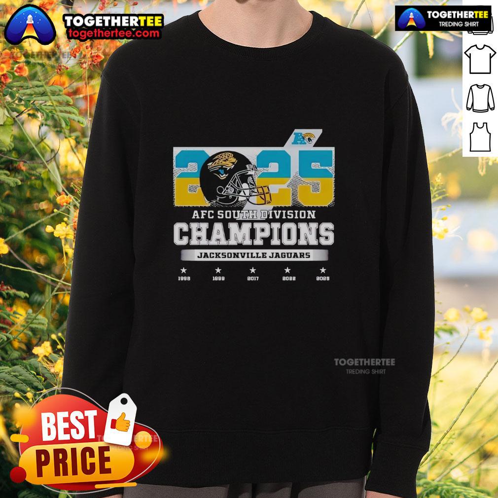 Nice 2025 Afc South Division Champions Jacksonville Jaguars Sweatshirt Jacksonville Jaguars sweatshirt celebrating the 2025 AFC South Division Champions title, perfect for fans.