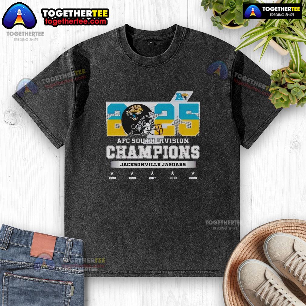 Nice 2025 Afc South Division Champions Jacksonville Jaguars Washed T Shirt Jacksonville Jaguars 2025 AFC South Division Champions washed t-shirt showcasing team pride and vibrant graphics.