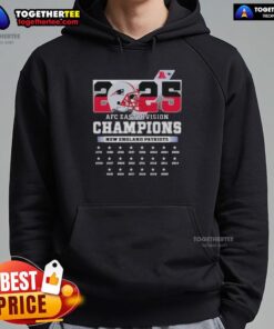 Alt Text: New England Patriots hoodie celebrating the 2025 AFC South Division Champions title, showcasing team pride and style.