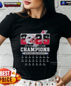 New England Patriots Ladies Tee, 2025 AFC South Division Champions, stylish design for female fans, perfect for game day.
