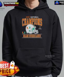 Nice 2025 CFP National Champions Miami Hurricanes Football Hoodie featuring team colors and logo.