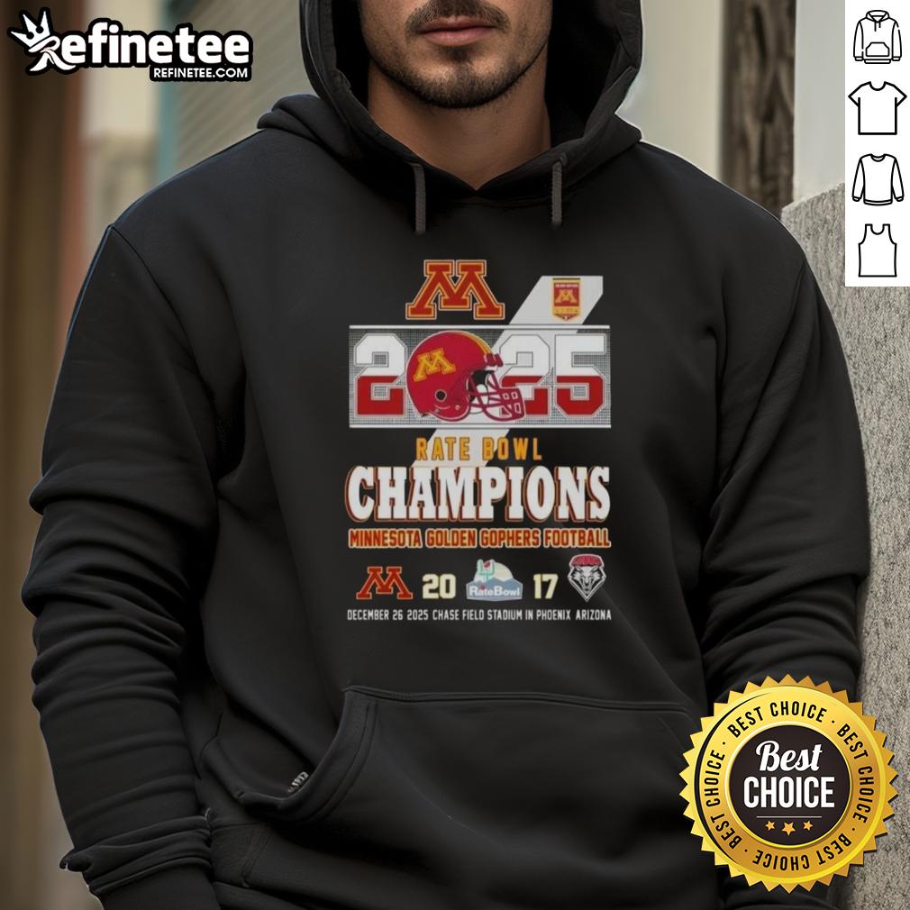 nice-2025-rate-bowl-champions-minnesota-golden-gophers-football-chase-field-stadium-hoodie Alt Text: Minnesota Golden Gophers Football hoodie celebrating 2025 Rate Bowl Champions at Chase Field Stadium.