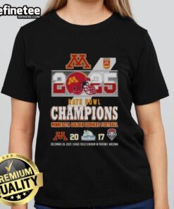 2025 Rate Bowl Champions Minnesota Golden Gophers Football ladies tee at Chase Field Stadium, showcasing team pride.