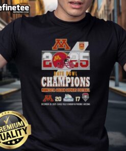 2025 Rate Bowl Champions Minnesota Golden Gophers Football T-Shirt featuring Chase Field Stadium design.