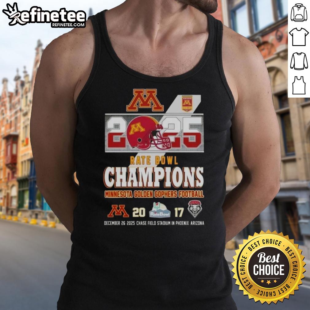 nice-2025-rate-bowl-champions-minnesota-golden-gophers-football-chase-field-stadium-tank-top Alt Text: Minnesota Golden Gophers football tank top celebrating 2025 Rate Bowl champions at Chase Field Stadium.