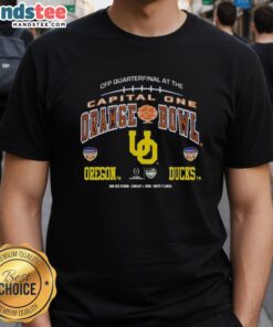 2026 CFP Capital One Orange Bowl Oregon Ducks logo T-shirt showcasing team spirit and vibrant colors for fans.
