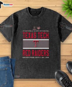 Alt Text: Texas Tech Red Raiders logo on a washed t-shirt for the Nice 2026 CFP Quarterfinal at the Capital One Orange Bowl.