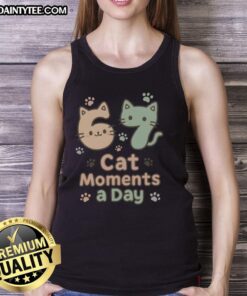 Cute cat moments featuring a woman in a 'Nice 67' tank top, showcasing playful interactions with her feline friend.