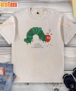 Alt Text: Nice A Very Hangry Caterpillar washed t-shirt featuring a vibrant caterpillar graphic and playful text design.