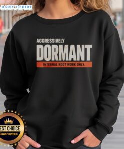 Alt Text: Funny sweatshirt featuring 'Nice Aggressively Dormant Internal Root Work' design, perfect for casual or cozy wear.