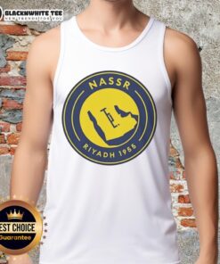 Al Nassr 1955 logo tank top featuring vibrant colors and a modern design, perfect for fans and casual wear.