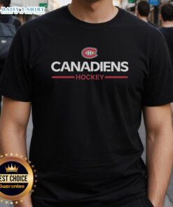 Nice Alexandre Carrier proudly wearing a Montreal Canadiens hockey t-shirt, showcasing team spirit and style.