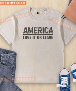 Nice America Love It Or Leave Washed T-Shirt featuring a vintage design in soft fabric, perfect for casual wear.