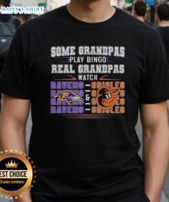 Funny t-shirt design featuring Baltimore Ravens and Orioles, perfect for grandmas who prefer watching sports over bingo.
