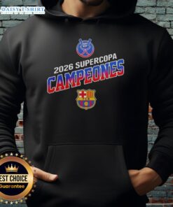 Barcelona FC Supercopa Campeones 2026 hoodie in vibrant colors, celebrating the team's victory, perfect for fans.