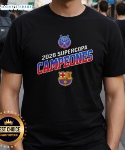 Alt Text: Nice Barcelona FC Winners Supercopa Campeones 2026 RFEF T-Shirt showcasing team pride and championship celebration.
