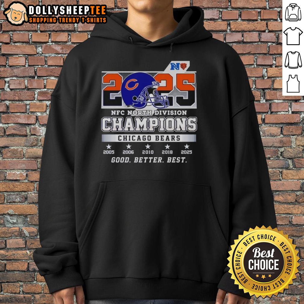 Nice Better Best Chicago Bears 2025 Nfc North Division Champions Hoodie Alt Text: Chicago Bears 2025 NFC North Champions Hoodie - Nice Better Best design showcasing team pride and victory.