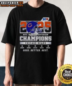 Chicago Bears 2025 NFC North Division Champions T-Shirt by Nice Better Best, showcasing team pride and vibrant design.