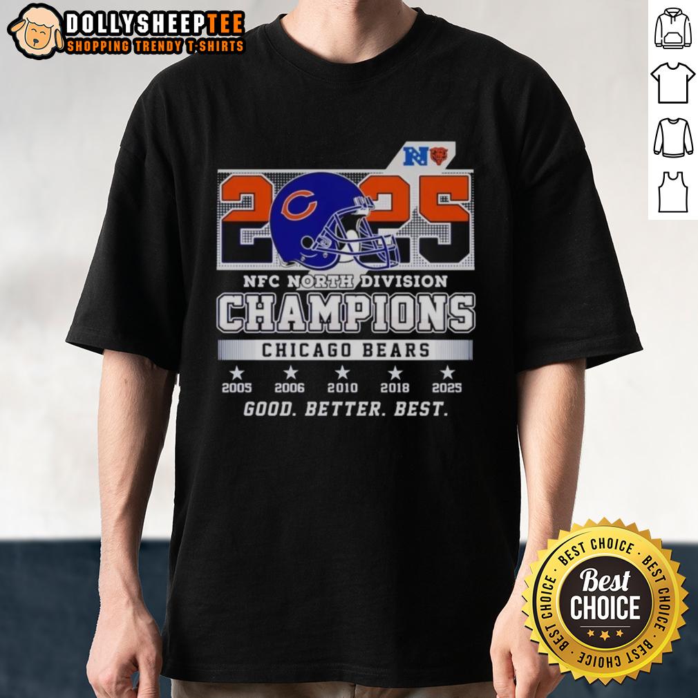 Nice Better Best Chicago Bears 2025 Nfc North Division Champions T Shirt Chicago Bears 2025 NFC North Division Champions T-Shirt by Nice Better Best, showcasing team pride and vibrant design.