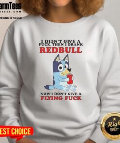 Alt Text: Funny sweatshirt with 'I Didn't Give A F*ck, Then I Drank Redbull' design, perfect for casual wear and humor lovers.