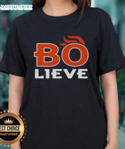 Ladies' Nice Bo Nix Believe Denver Broncos football tee in vibrant colors, perfect for game day and team spirit.