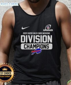 Buffalo Bills 2025 Super Wild Card Weekend Division Champions tank top featuring team logo and vibrant design.