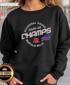 Buffalo Bills Divisional Round Champions 2025-26 sweatshirt featuring team colors and logo, perfect for fans.
