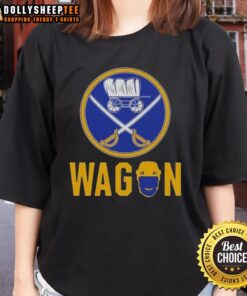 Buffalo Sabres wagon logo on a stylish ladies tee, perfect for fans showcasing team spirit and style.
